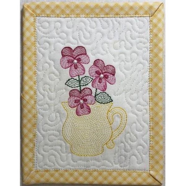 ITH Light Bloom Mug Rug - Machine Embroidery Design, Quilted In The Hoop Floral Bloom Mug Rug Design, Teacup Orchids, Includes Instructions