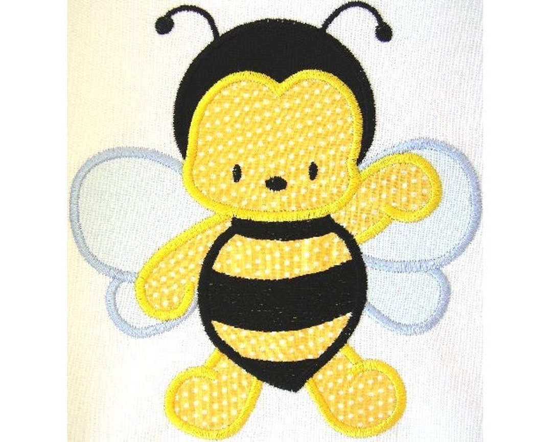 Appliqué Bumble Bee Machine Embroidery Design, Bee Applique Embroidery