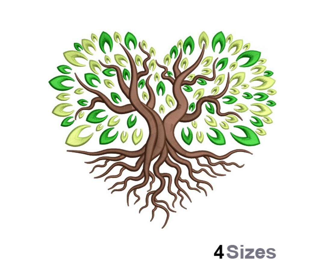 Heart Shaped Tree - Machine Embroidery Design - 4 Sizes, Heart Tree ...