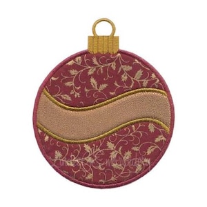Christmas Ornament Applique - Machine Embroidery Design, Xmas Ball Ornament Embroidery Pattern, Bauble Ornament Embroidery Design