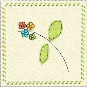 Whimsical Flower Applique Block - Machine Embroidery Design, In The Hoop Whimsical Bird Fabric Basket Embroidery, Includes Instructions