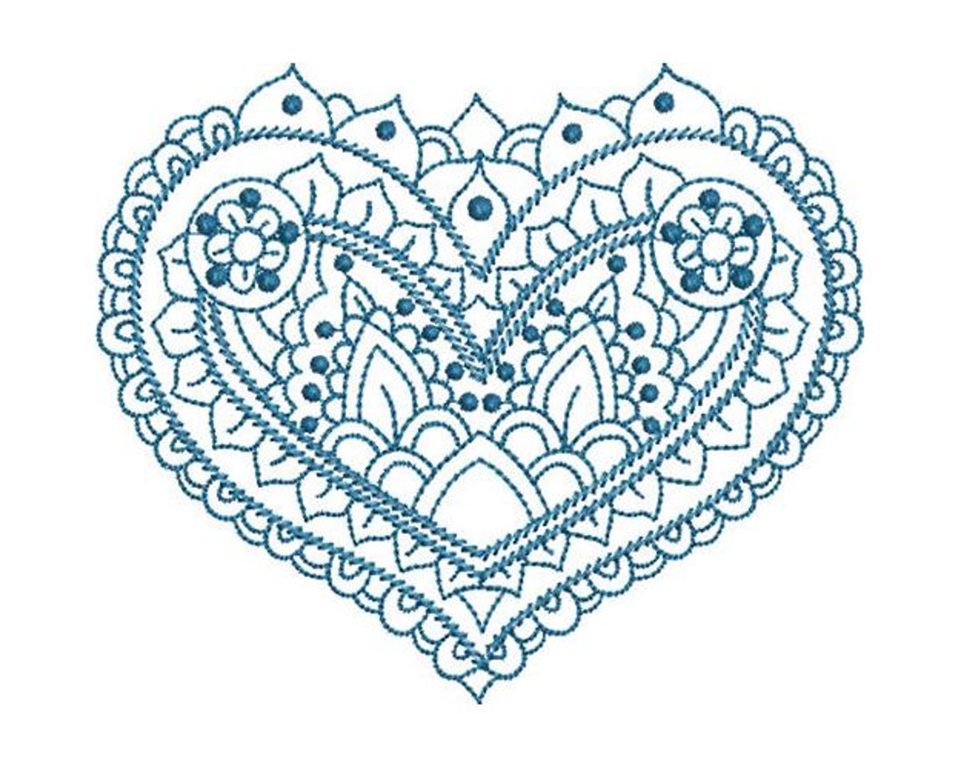Paisley Heart - Machine Embroidery Design, Floral Heart Embroidery