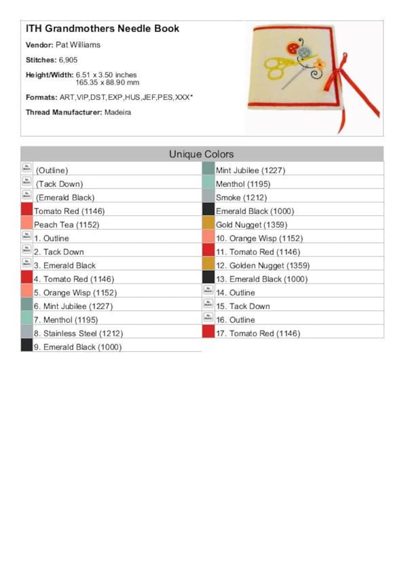 ITH My Grandmother's Needle Book Machine Embroidery Etsy