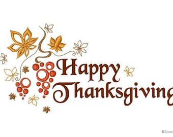 Happy Thanksgiving Embroidery Design Digital Download - Autumn Leaves Embroidery Pattern, Fall Leaf Decoration Embroidery Design