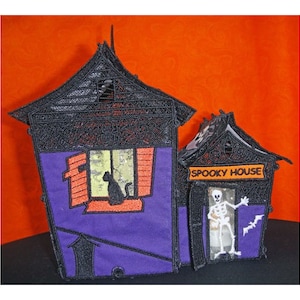 FSL 3D Spooky Haunted House - Machine Embroidery Design, Freestanding Lace Scary Halloween Home Embroidery Design, Includes Instructions