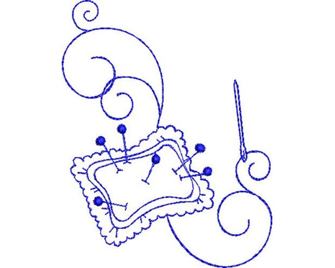 Sewing Machine Embroidery Design, Sewing Needle Embroidery Pattern, Pincushion Embroidery Design