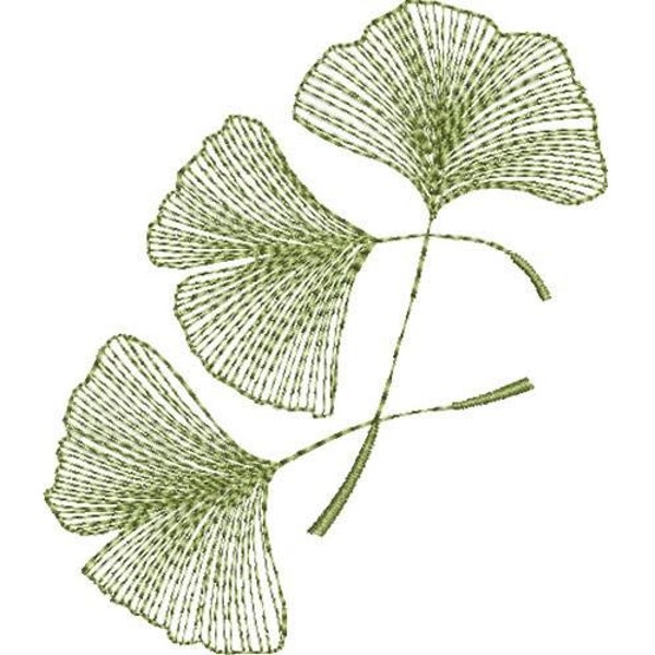 Ginkgo Leaves - Machine Embroidery Design, Ginkgo Biloba Leaf Embroidery Pattern, Gingko Leaves Embroidery Design