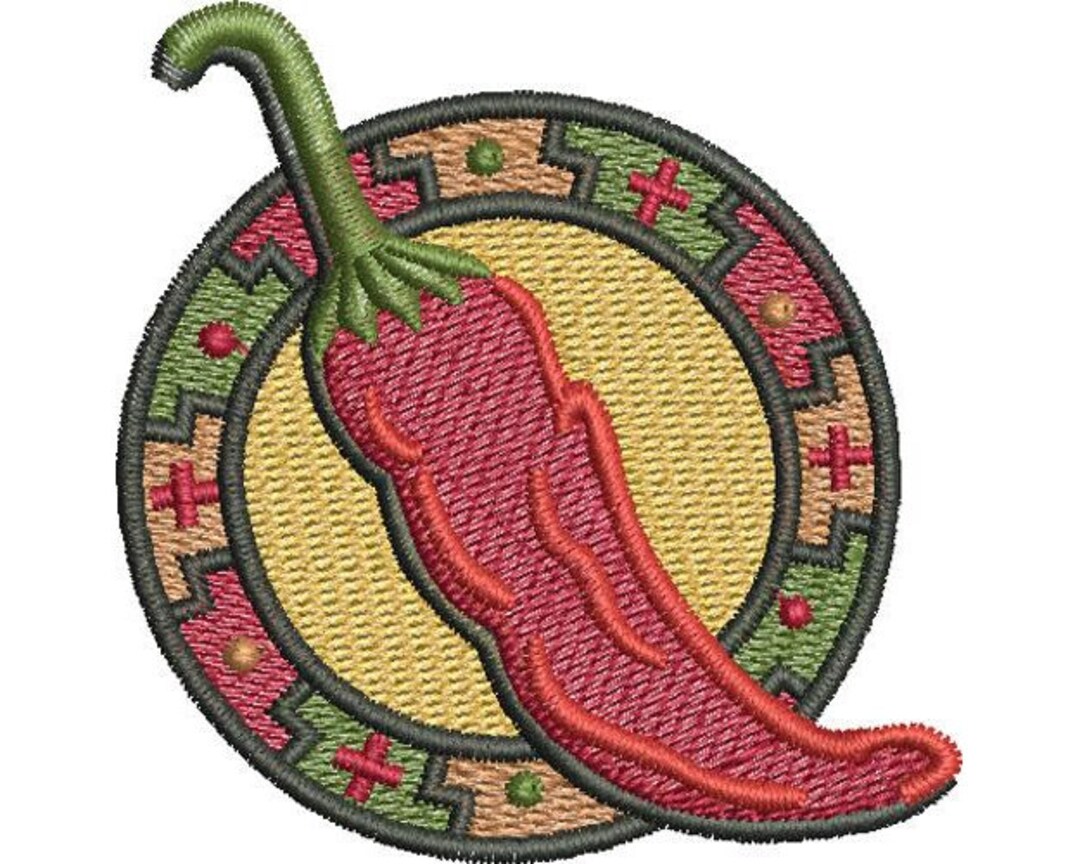 Chili Mimbres Machine Embroidery Design, Chili Peppers Embroidery