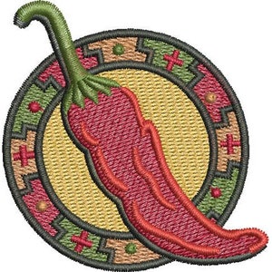 Chili Mimbres - Machine Embroidery Design, Chili Peppers Embroidery Pattern, Red Chilli Pepper Embroidery Design