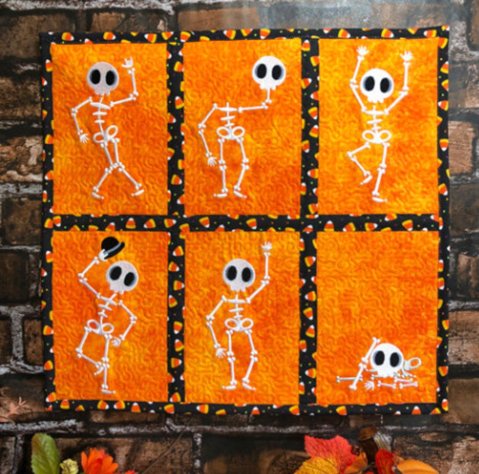 6 ITH Dancing Skeletons Quilt Blocks - Machine Embroidery Designs PACK ...