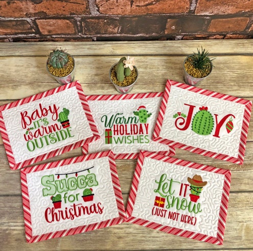 6 ITH Cacti Mug Rugs - Machine Embroidery Designs PACK, in the Hoop ...