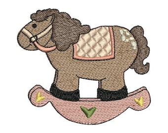 Rocking Horse Embroidery Design - Children's Toy Horse Embroidery Pattern, Nursery Embroidery Design, Digital Download for Baby Projects