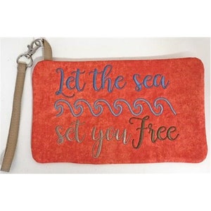ITH Sea Set Free Pouch - Machine Embroidery Design, Fun In The Sun Zippered Pouches With Water Resistant Lining, Includes Instructions