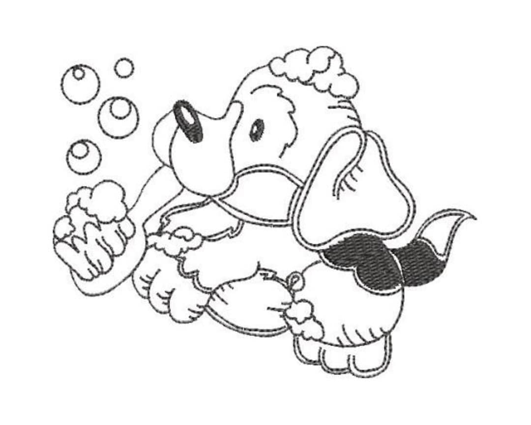 Dog Bath Machine Embroidery Design Bath Time Towel Caddy Etsy