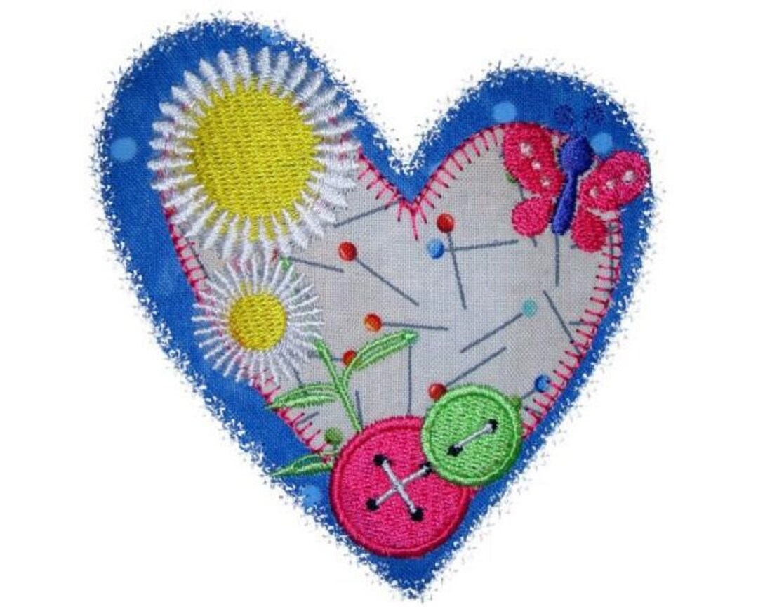 Sew Cute Applique Machine Embroidery Design, Floral Heart Applique