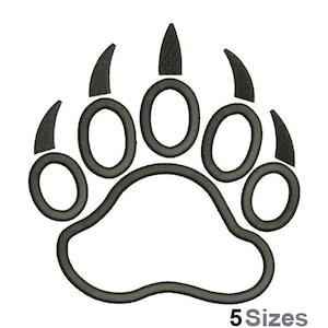 Grizzly Bear Paw Applique - Machine Embroidery Design - 5 Sizes, Bear Paw Print Outline Embroidery Pattern, Bear Claws, Animal Pawprint