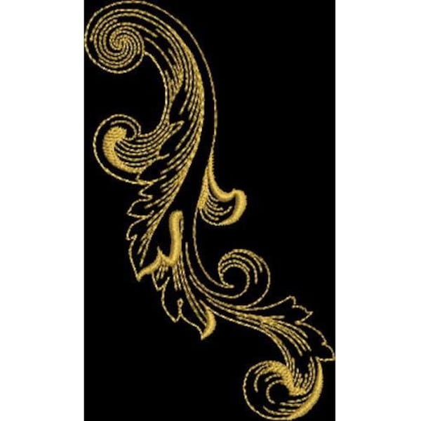 Metallic Gold Baroque Flourish - Machine Embroidery Design, Metallic Decoration Embroidery Pattern, Baroque Decor Embroidery Design