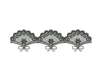 Embroidered Fan Lace (Not FSL) - Machine Embroidery Design, Lace Border Embroidery Pattern, Lace Border Embroidery Design