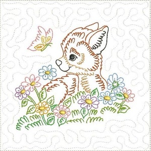 ITH Little Fox Quilt Block - Machine Embroidery Design, In The Hoop Little Fox Baby Quilt Embroidery Pattern, Includes Instructions