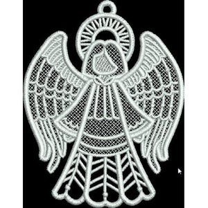 FSL Praying Angel - Machine Embroidery Design, Freestanding Lace Angel Embroidery Pattern, FSL Christmas Angel Ornament Embroidery Design