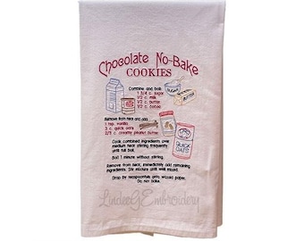 Chocolate No-Bake Cookies Recipe (7.7 X 10.3-In) - Machine Embroidery Design, Cookies Recipe Embroidery Pattern