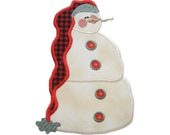 Applique Snowman - Machine Embroidery Design, Christmas Snowman Embroidery Pattern, Winter Snowman Hat Applique Embroidery Design