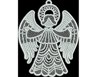 FSL Angel With Open Arms - Machine Embroidery Design, Christmas Angel Ornament Embroidery Design, Freestanding Lace Angel Embroidery Design