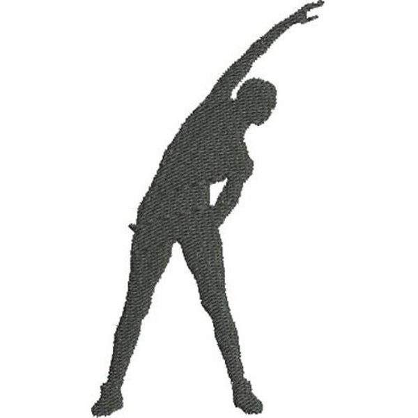 Fitness Lady Silhouette - Machine Embroidery Design, Side Stretching Woman Embroidery Pattern, Lateral Stretch Girl Silhouette Embroidery