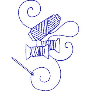 Sewing Thread & Needle - Machine Embroidery Design, Sewing Notions Embroidery Pattern, Sewing Needle Embroidery Design