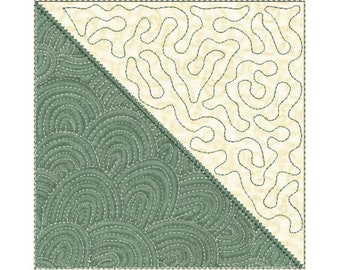 In The Hoop Half Triangle - Machine Embroidery Design, ITH Ohio Star Quilt Block Embroidery, Stippled Quilt Block, Includes Instructions