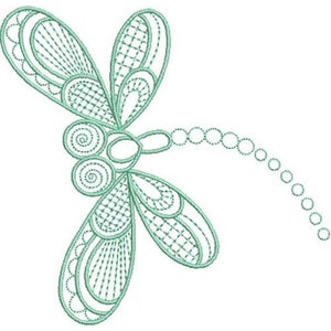 Dragonfly Delight - Machine Embroidery Design, Artistic Dragonfly Embroidery Pattern, Green Dragonfly Outline Embroidery Design