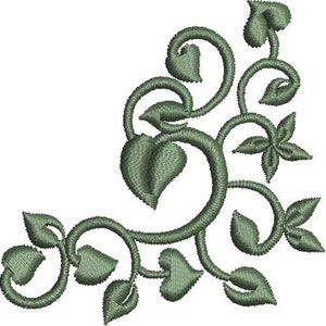 Leaf Embellishment - Machine Embroidery Design, Plant Leaves Embroidery Pattern, Vine Leaf Decoration Embroidery Design, Leaf Corner Design