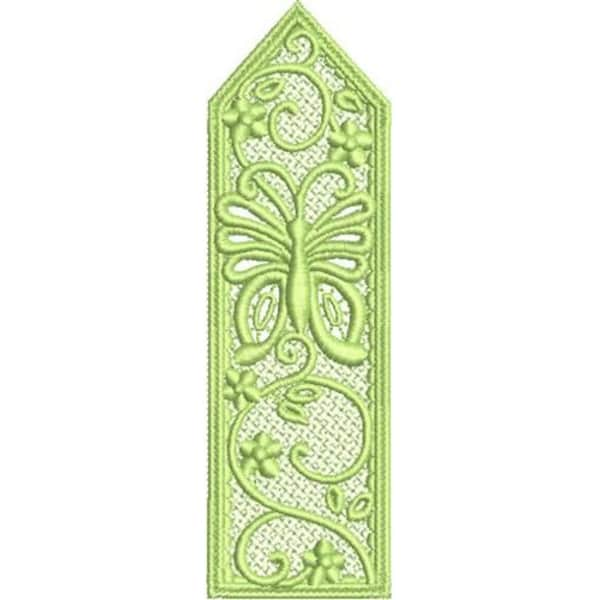 FSL Butterfly Bookmark - Machine Embroidery Design, Freestanding Lace Bookmark Embroidery Pattern, Spring Flowers Bookmark FSL Embroidery