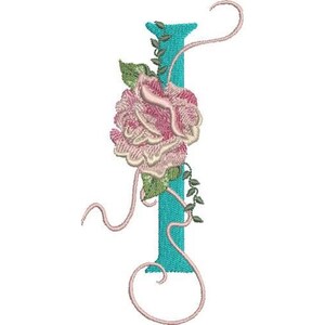 Harrington Rose I - Diseño de bordado a máquina, bordado de letras del alfabeto de rosas decoradas, monograma floral, diseño de fuente elegante para bodas