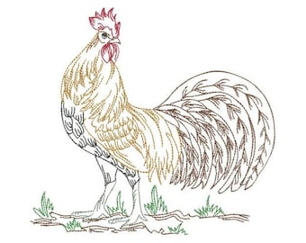 Magnificent Rooster - Machine Embroidery Design, Country Rooster Embroidery Pattern, Cockerel Embroidery Design, Chicken Embroidery Design