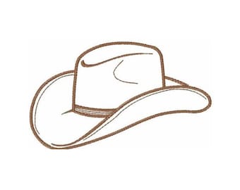 Cowboy Hat Outline Machine Embroidery Design - Western Digital Download Pattern