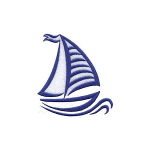 Sailboat Satin Stitch Machine Embroidery Design, Nautical Boat Embroidery Pattern, Sailing Embroidery Design