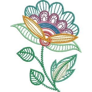 Jacobean Floral - Machine Embroidery Design, Jacobean Flower Embroidery Pattern, Floral Design, Colorful Spring Flower Embroidery Design