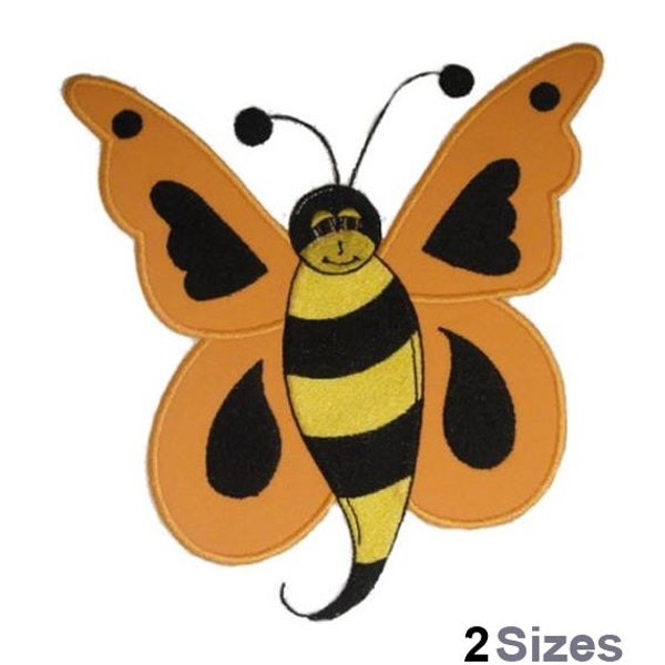 Orange Bumble Bee - Machine Embroidery Design - 2 Sizes, Flying Butter Bee Embroidery Pattern, Bee Embroidery Design