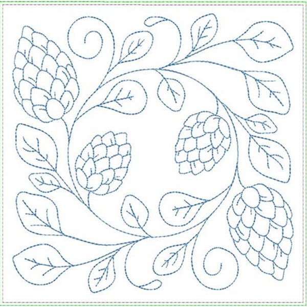 Circle Of Life Winter Quilt Block - Machine Embroidery Design, Pine Cone Circle Embroidery Pattern, Pinecone Winter Quilt Block Embroidery