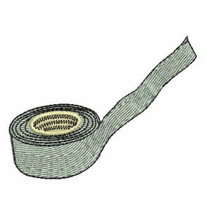May include: A roll of gray duct tape with a black center and a yellow inner core. The tape is partially unrolled and the end is curled.