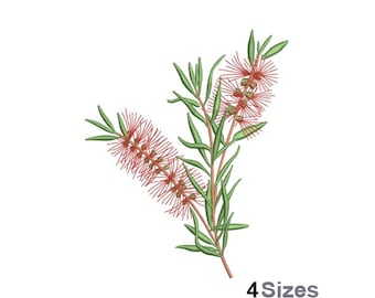Può includere: Un ricamo rosso e verde di un ramo fiorito con fiori rossi a forma di spazzola per bottiglie. Il design è disponibile in quattro dimensioni.