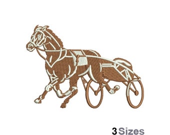 Horse & Carriage - Machine Embroidery Design - 3 Sizes, Harness Racing Embroidery Pattern, Horse And Harness Silhouette Embroidery Design