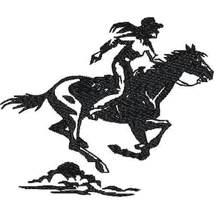 Female Horse Racer Silhouette - Machine Embroidery Design, Horse Rider Woman Embroidery Pattern, Cowgirl Embroidery Design, Western Design
