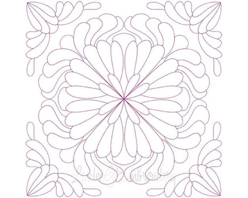 Redwork Blocks Floral Square Redwork Quilt Block - Machine Embroidery Design, Quilt ...