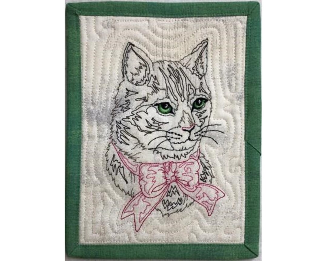 ITH Elegant Cat Mug Rug - Machine Embroidery Design, in the Hoop ...