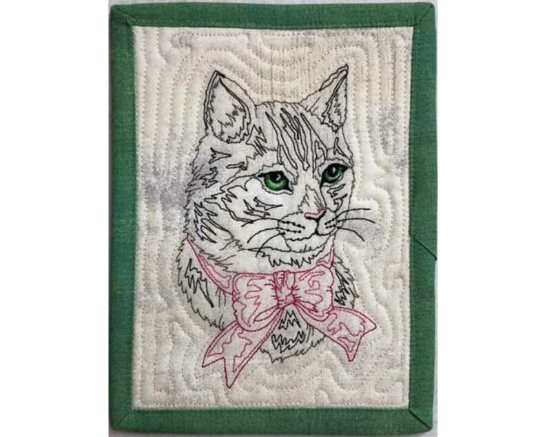 ITH Elegant Cat Mug Rug - Machine Embroidery Design, in the Hoop ...