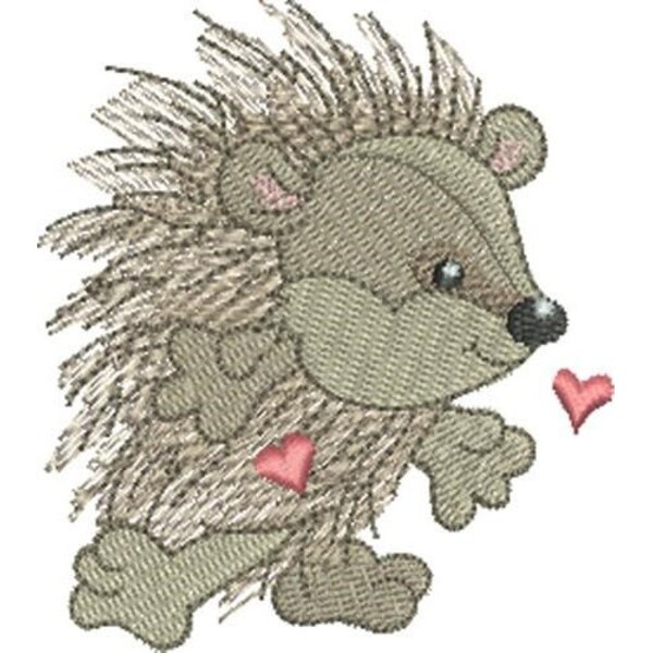 Hedgehog Sweetheart - Machine Embroidery Design, Porcupine Embroidery Pattern, Hearts Embroidery Design, I Love Porcupines Embroidery Design