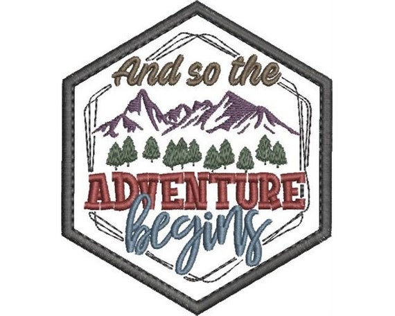 Hiking Patch - Machine Embroidery Design, Hiking Iron-on Patch Embroidery Pattern, Mountain Adventure, Hiking Gear, Includes Instructions