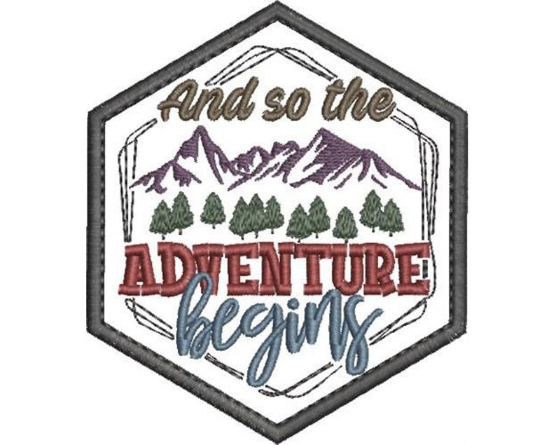 Hiking Patch - Machine Embroidery Design, Hiking Iron-on Patch Embroidery Pattern, Mountain Adventure, Hiking Gear, Includes Instructions image 1